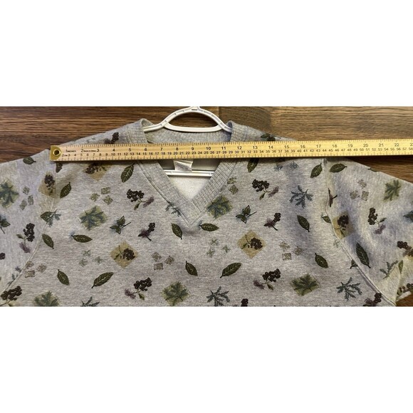 Just My Size 14W 16W Gray Leaf Print V-Neck Sweatshirt Plus - Picture 6 of 7